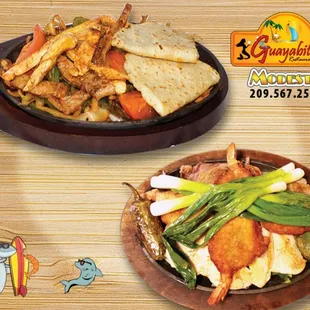 Chicken and Beef fajitas &amp; Parrillada Cielo mar y tierra