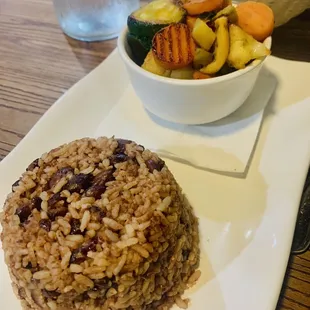 Sides steamed veggies and rice &amp; beans