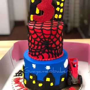 a spider - man birthday cake