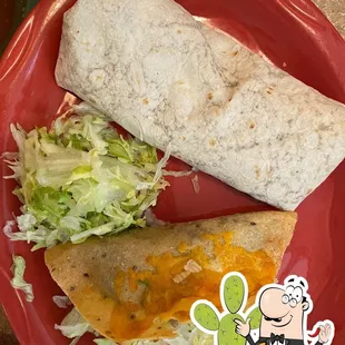 Bean and Cheese Burrito and Shredded Beef Taco