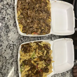 The Chicken Rasta Pasta and the Shrimp Rasta Pasta