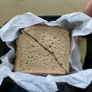 a sandwich and pickle