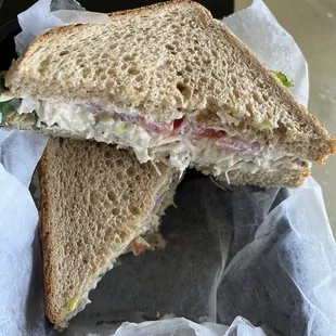 a sandwich cut in half