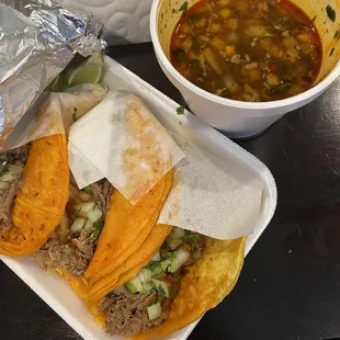 Biria tacos with consome