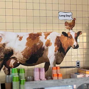 a cow in a store