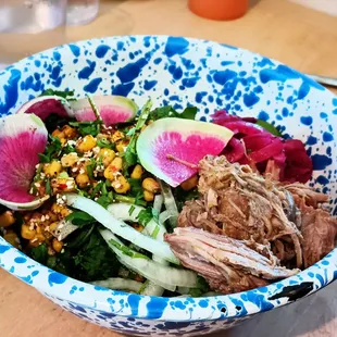 You have to dig really deep into the bowl before you find any rice at all.