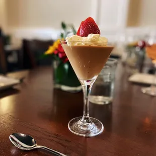 a dessert in a martini glass