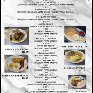 the menu for the restaurant
