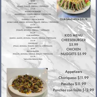 the menu of the restaurant