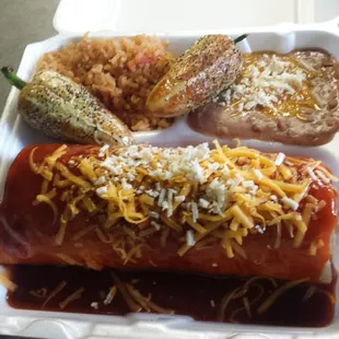 Wet carne  asada burrito plate