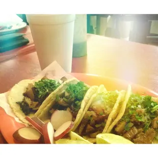 Tacos de lengua (cow tongue) &amp; a delicious horchata. All for $5!