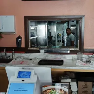 Ordering counter and kitchen view