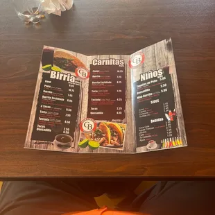 menu