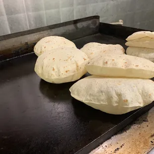 tortillas being prepared