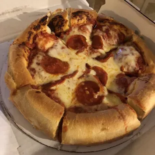 Pepperoni deep dish pizza