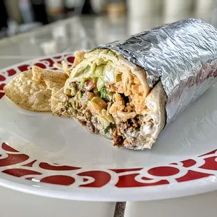 Super baby carnitas burrito with pinto beans