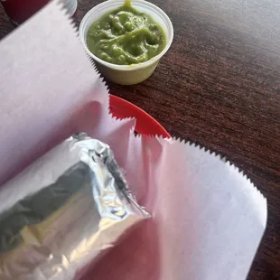 First time here. Burrito with guacamole on the side.