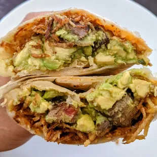 GTLA.. steak medium rare, hash brown, cheese, avocado, avo salsa and chile de abril salsa.. The real deal burrito..