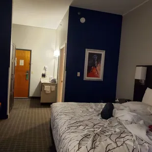 The room with a king bed