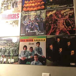 Album art in bathroom of Guestroom Records in norman, OK! Gotta love it!