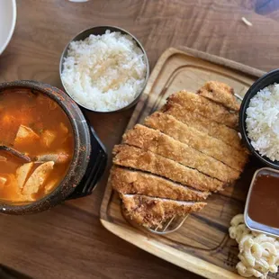 Seafood Tofu Soup + Korean Style Pork Katsu