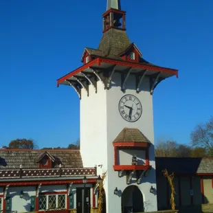 a clock tower in a town