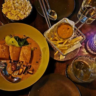 Pork Belly Kare, Nori Truffle Fries , Highball, Black Samurai