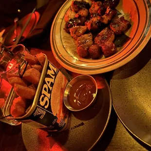 Spam Fries and Sampler Plate