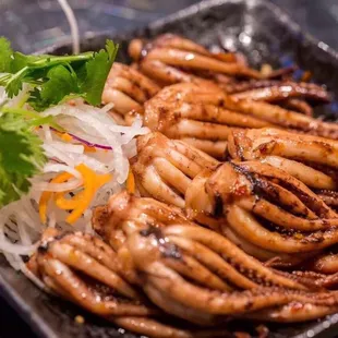 Squid tentacle BBQ-chewy and savory! Great appetizer to start dinner!