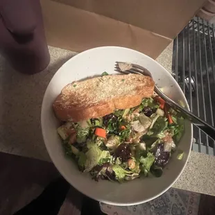 17$ after tip for a chopped chicken salad .. smallest portion i&apos;ve ever had from guichos..