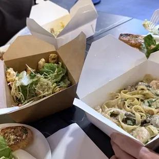 Caesar salad &amp;  Fettuccini