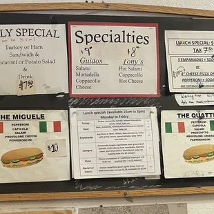 Specials &amp; some more sandwiches!