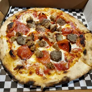 Italian Meat: San Marzano tomato sauce, mozzarella, pepperoni, Italian sausage, meatball