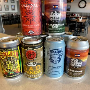 We serve draft beer and in cans, wine and ciders.