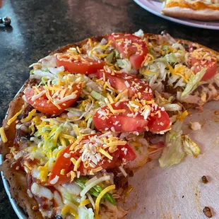 Cauliflower crust taco pizza