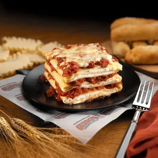 a stack of lasagna