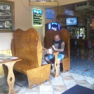 booths in dining room, to dine away from the bar