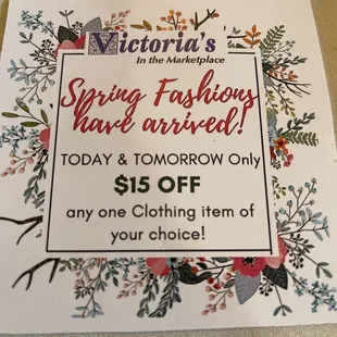 a sign for victoria's spring fashions
