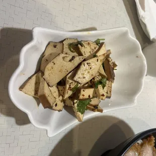 a plate of tofu