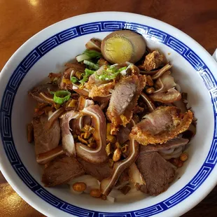 C1 noodle with beef, pork, green onions, egg, and noodles. A small soup came in a side bowl. I decided to pour it into my big bowl.
