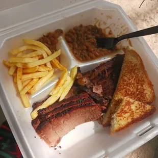 I got the brisket plate and couldn&apos;t wait to start eating before I took a photo of the food , really good food amazing service 10/10