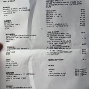 Plates side of menu