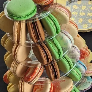 Macarons on customers stand (not as pretty as a pro would do)