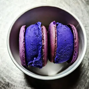 Ube macaron ice cream sandwiches