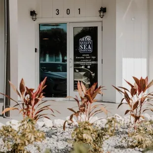 the entrance to the restaurant