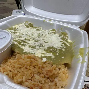 Verde chicken enchiladas.