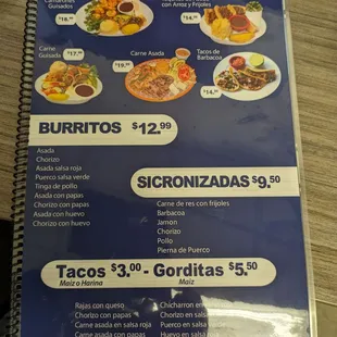 menu