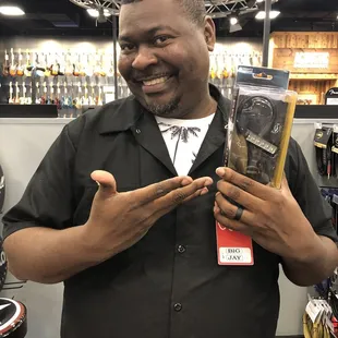 Big Jay artfully displaying one of my two choices for stand lights.