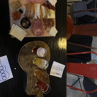 Cheese and meat board for two with beer flight!