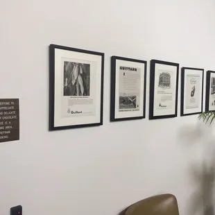 Historical news articles in the waiting room